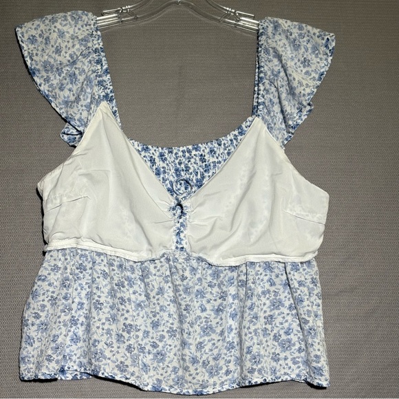 Hollister, baby doll floral easy fit tie-front cropped Y2K coquette peasant XL - Picture 5 of 11